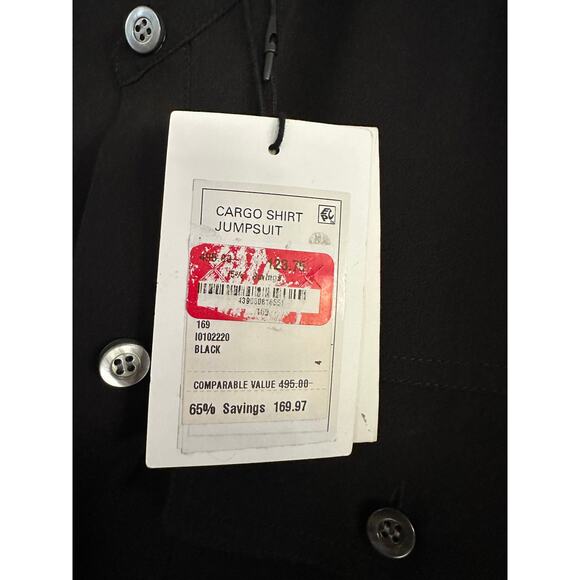 NWT Theory Women's Black Cargo Shirt Silk Jumpsuit Romper Size 4 - Picture 11 of 16